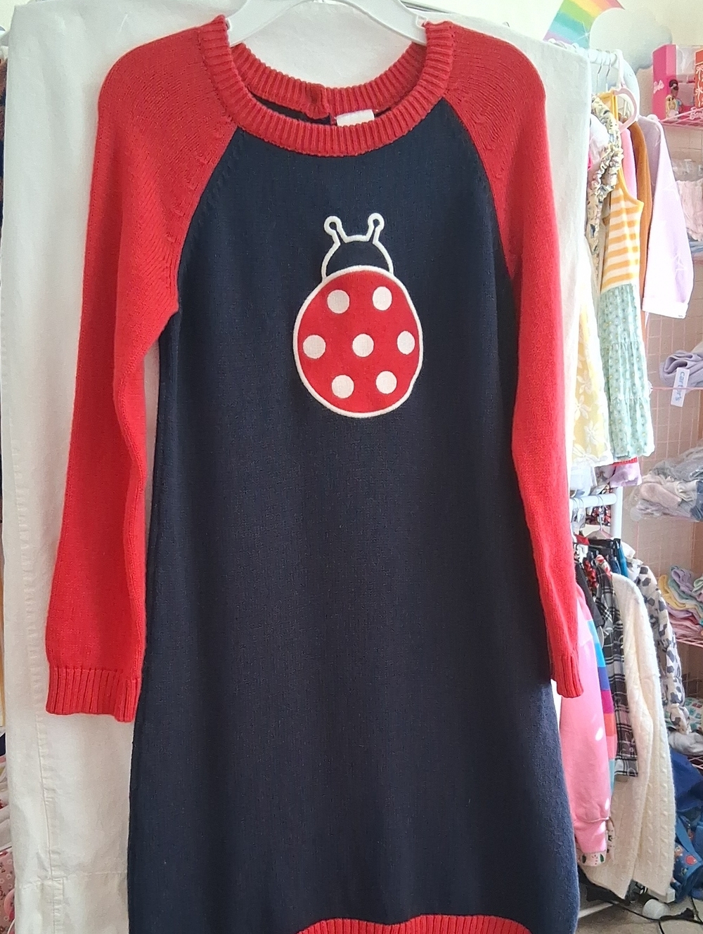 Gymboree Navy and Red Ladybug Knit Dress